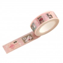 4 PCS Office Stationery DIY Paper Tapes ( Pink Stamp Pattern, 4.5x1.5 cm)
