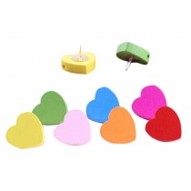 Creative Office Item/Woodiness Colorful Heart Pushpins/50 Piece/Random Color