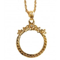 Fashion Magnifying Glass Necklace Flower-shaped Hanging Jewelry, Gold