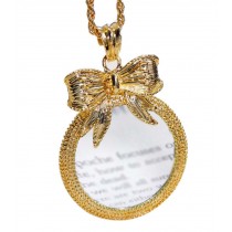 Fashion Magnifying Glass Necklace Bow-knot Necklace Magnifier, Gold