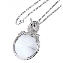 Fashion Magnifying Glass Necklace Owl Necklace Magnifier, Silver