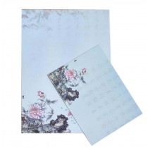Set of 10 Chinese Style Beautiful Antiquity Envelope Set Writing Paper, Peony
