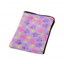 Super Soft Warm Washable Dog Cat Pet Bed Blanket-Purple Paw Print