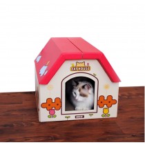 DIY Collapsible Cat House Folded Cardboard House Cat Bed(40*45*35 CM)