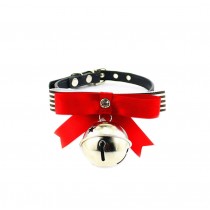 [Black Stripe]Adjustable Bow Tie with Bell Collar for Cat, Dog(Fit 21~26cm Neck)