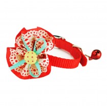 Sunflower Decorated with Little Bell Collar for Cat RED(Fit 17~28cm Neck)