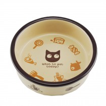 5-Inch Lovely Cartoon Circular Ceramic Cat Food Bowl,Pet Bowl (12.5*4cm)