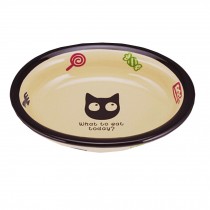 6.5-Inch Lovely Cartoon Ellipse Ceramic Cat Food Bowl,Pet Bowl (16.5*3.5cm)