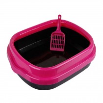 High-quality Indoor Training Pet Potty Cat litter Basin(18.5"*1.5"*5"),Rose Red
