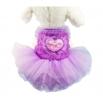 Elegant Cute Princess Dress Pets Apparel Dogs Clothes Purple Heart Pattern, XS