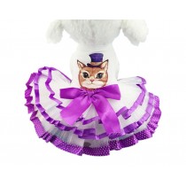 Pets Apparel Princess Style Dogs Skirt Clothing (Purple Cat Cartoon, XS )