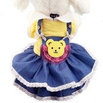 Jean Style Yellow Bear Cartoon Pets Apparel Dos Skirt Dresses, XS