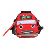 Cartoon Dog Pet Dog Outside Travel Backpack Shoulders Backpack---Red Bus