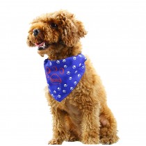 Cute Double Sided Cotton Pet Dog Cat Grooming Triangle Bandana BLUE, M