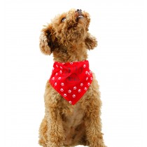 Cute Double Sided Cotton Pet Dog Cat Grooming Triangle Bandana RED, M