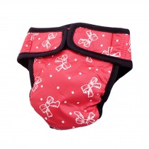 Physiological Pants Solid Red Bow Tie Style Dogs Pets Underwear, L