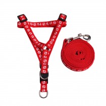 Red Step Pattern Pets Supplies Cute Cartoon Dogs Leash Collar, Size M