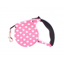 Pink Dots, Strong Durable Retractable Hard-wearing Pet Leash, 5M