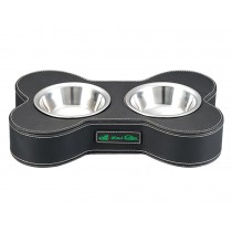 Fashion Animal Dog Dishes Bowl Stainless Steel Pet Double Bowl BLACK