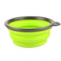 Silicone Pet Dog Foldable Food&Water Travel Bowl Dish Feeder, Green(13*9*5cm)