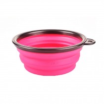 Silicone Pet Dog Foldable Food&Water Travel Bowl Dish Feeder, Rose(13*9*5cm)