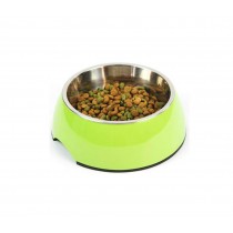 Pet Bowl / Dog bowl with Stainless Steel Eating Surface Apple Green, Medium