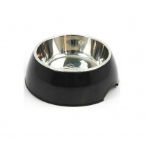 Pet Bowl / Dog bowl with Stainless Steel Eating Surface Black, Large