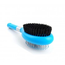 Stainless Steel Pin and Soft Flocking Grooming Dog Brush Cat Comb Blue