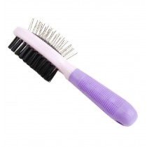 Double-Sided Plastic Handle Massage Comb Pet Dog Brush Cat Brush (Purple)