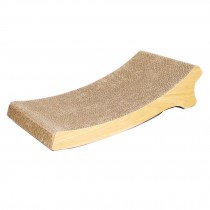 Natural Wood [Teak] Veneer Corrugated Paper Cat Scratching Pad/Board