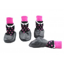[Rose Dots] Non-slip Waterproof Adjustable Stretchy Dog Boot Pet Shoes(5#)