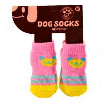 Pet Socks - Pet-Slip Bottom Pad Multicolor Variety Scratch Furniture--Pink Bear