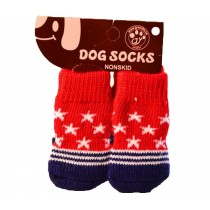 Pet Socks - Pet-Slip Bottom Pad Multicolor Variety Scratch Furniture--Red Star