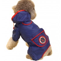 Fashion British Style Puppy Pet Dog Raincoat Pet Gear Rain Jacket BLUE, XL