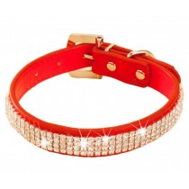 Rhinestone Pet Collars - Dog Leashes - Pet Supplies --Rhinestone Red