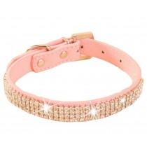 Rhinestone Pet Collars - Dog Leashes - Pet Supplies --Rhinestone Pink