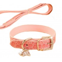 Rhinestone Pet Collars - Dog Leashes - Pet Supplies -- Pink Marbling 1