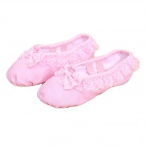 Bowknot Cute Pink Ballet Shoes Split Soft Sole Ballet Shoes Canvas Dance Shoes