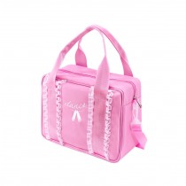 Girls Ballet Shoes Bag With Lace Dance Equipment Bag Latin Ballet Dance Gym Handbag, Pink