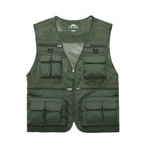 Men's Mesh Breathable Multi-pockets Fishing Vest Waistcoat ARMY GREEN, XXL