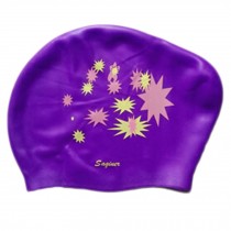 Beautiful Design Waterproof Premium Long Hair Swim Cap For Women Purple