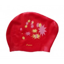 Beautiful Design Waterproof Premium Long Hair Swim Cap For Women Red