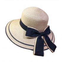 Women Sun Hats Wide Brim Straw Hats Foldable Bucket Hat Beach Hat Bowtie Ribbon