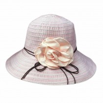 Flower Wide Brim Beach Hat Straw Hats Womens Summer Foldable Sun Hat