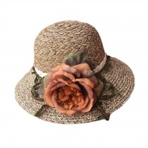 Women Fashion Folding Straw Hat Summer Travel Beach Cap Wide Brim Hat Flower