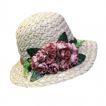 Retro Style Rose Summer Holiday Beach Cap Folding Straw Hat Stylish Bucket Hat