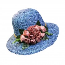 Stylish Bucket Hat Retro Style Beach Cap Folding Straw Hat Rose Summer Holiday