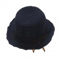 Retro Style Beach Cap Summer Hand-woven Floppy Foldable Straw Hat for Women