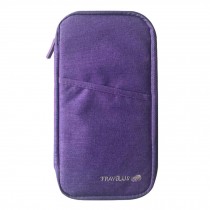 Travel Passport Wallet & Document Organizer Zipper Case For Men/Women - Purple