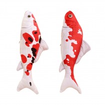 2 Pcs Simulation Carp Fish Plush Toy 30cm for Cats Toy or Sofa Decor, Red White Carp